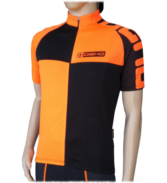 Maglia estiva maniche corte, modello Chess, colore nero/arancio