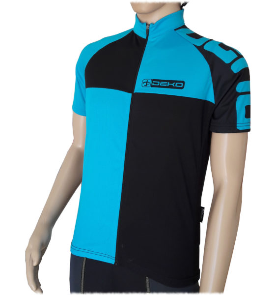 Maglia estiva maniche corte, modello Chess, colore nero/blu cielo