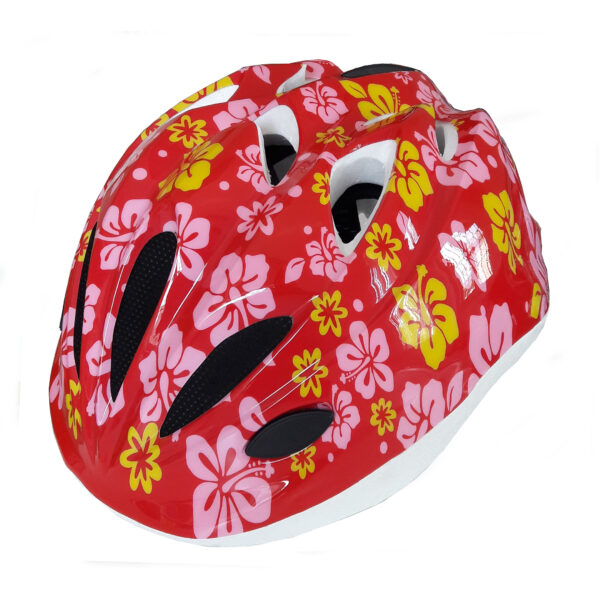 Casco bambina PDR KIRA, colore rosso con fiori