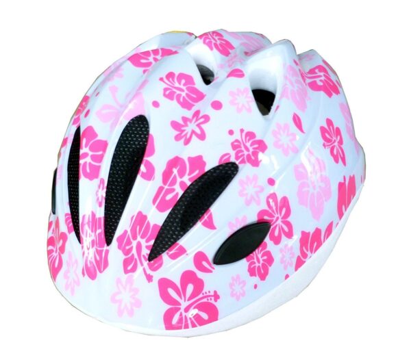 casco bambina pdr kika colore bianco fuxia con fiori