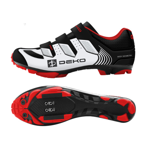 Scarpe mountain bike, modello Cross, colore bianco/nero/rosso