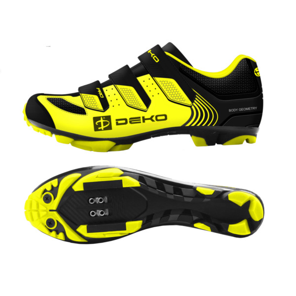 Scarpe mountain bike, modello Cross, colore giallo fluorescente/nero