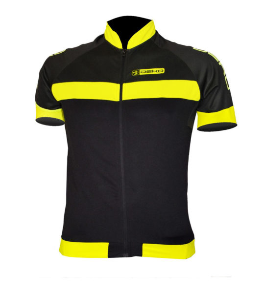 Maglia estiva maniche corte, modello AIR, colore nero/giallo fluorescente