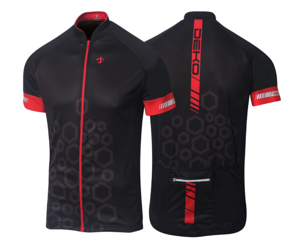 Maglia estiva maniche corte, modello Evolution, colore nero/rosso