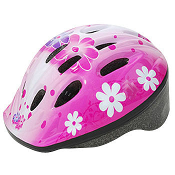 Casco bambina PDR FLOWER, colore fucsia con fiori