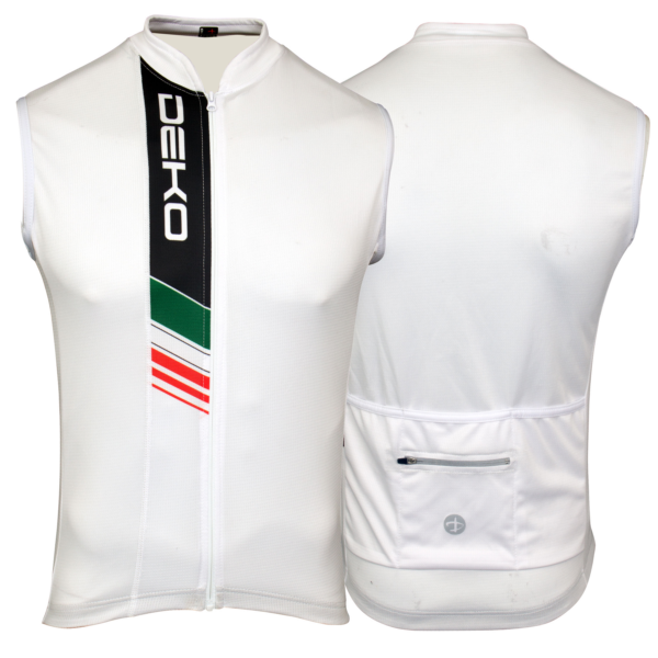 Smanicato estivo da ciclismo, modello Evolution. Marca Deko Sports. Colore bianco tricolore Italia.