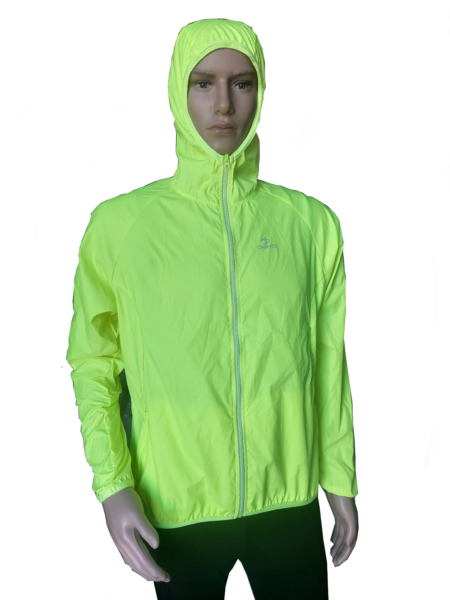 Mantellina antipioggia da ciclista e sport in generale, modello Runner, colore giallo fluorescente. Marca Deko Sports.